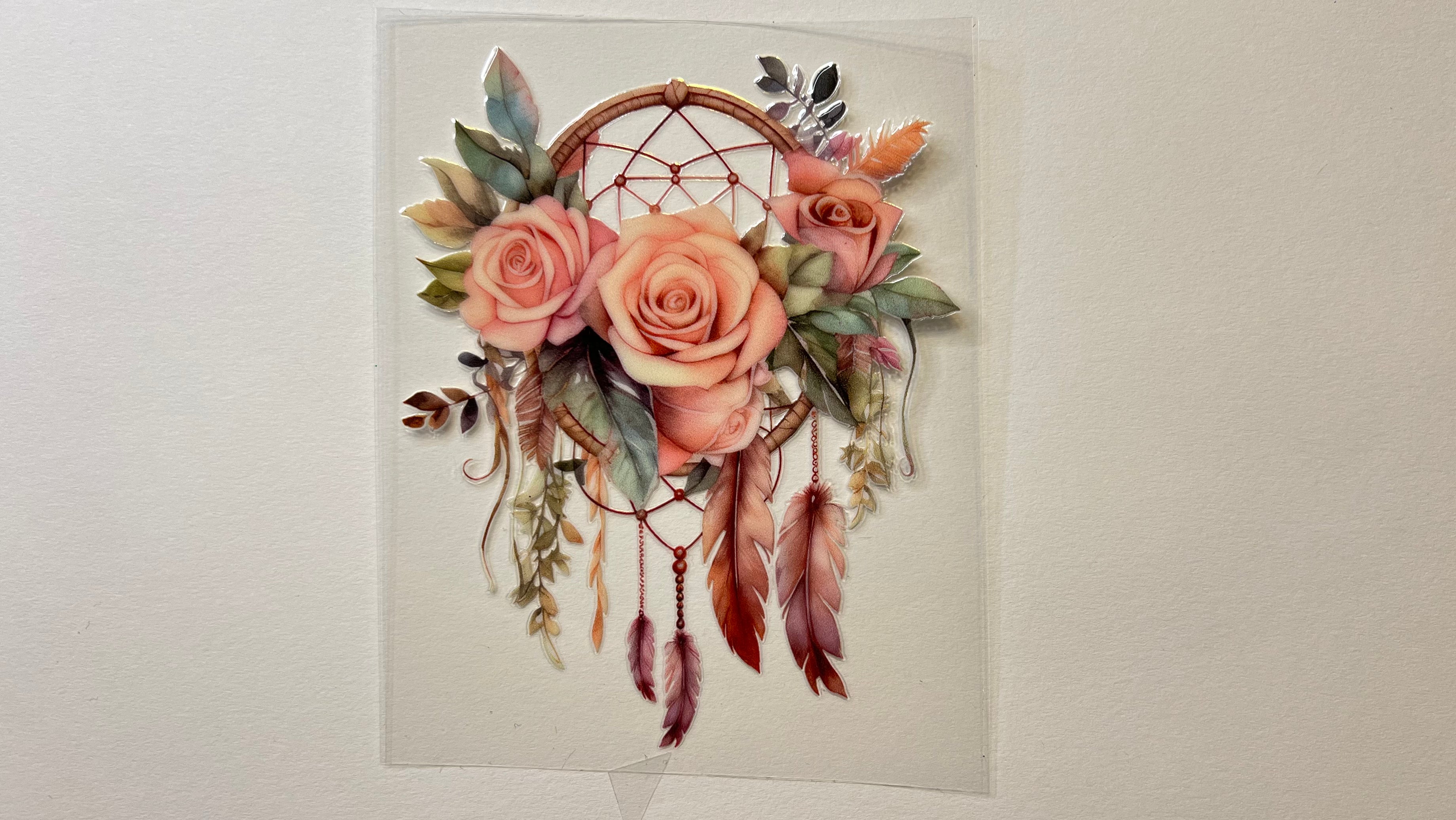 Olive/Peach Floral Catcher Feathers
