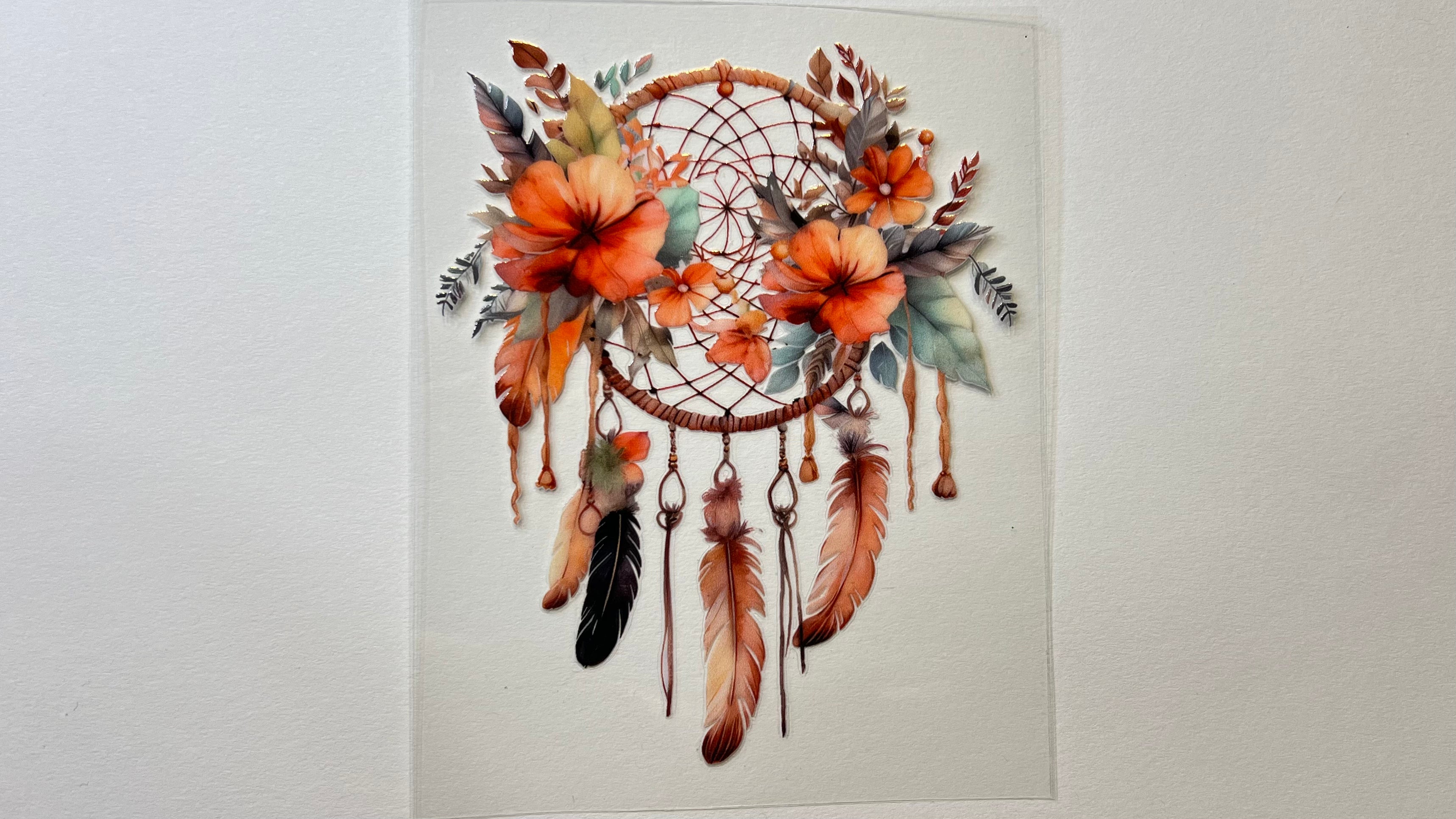 Orange/Green Floral Catcher Feathers