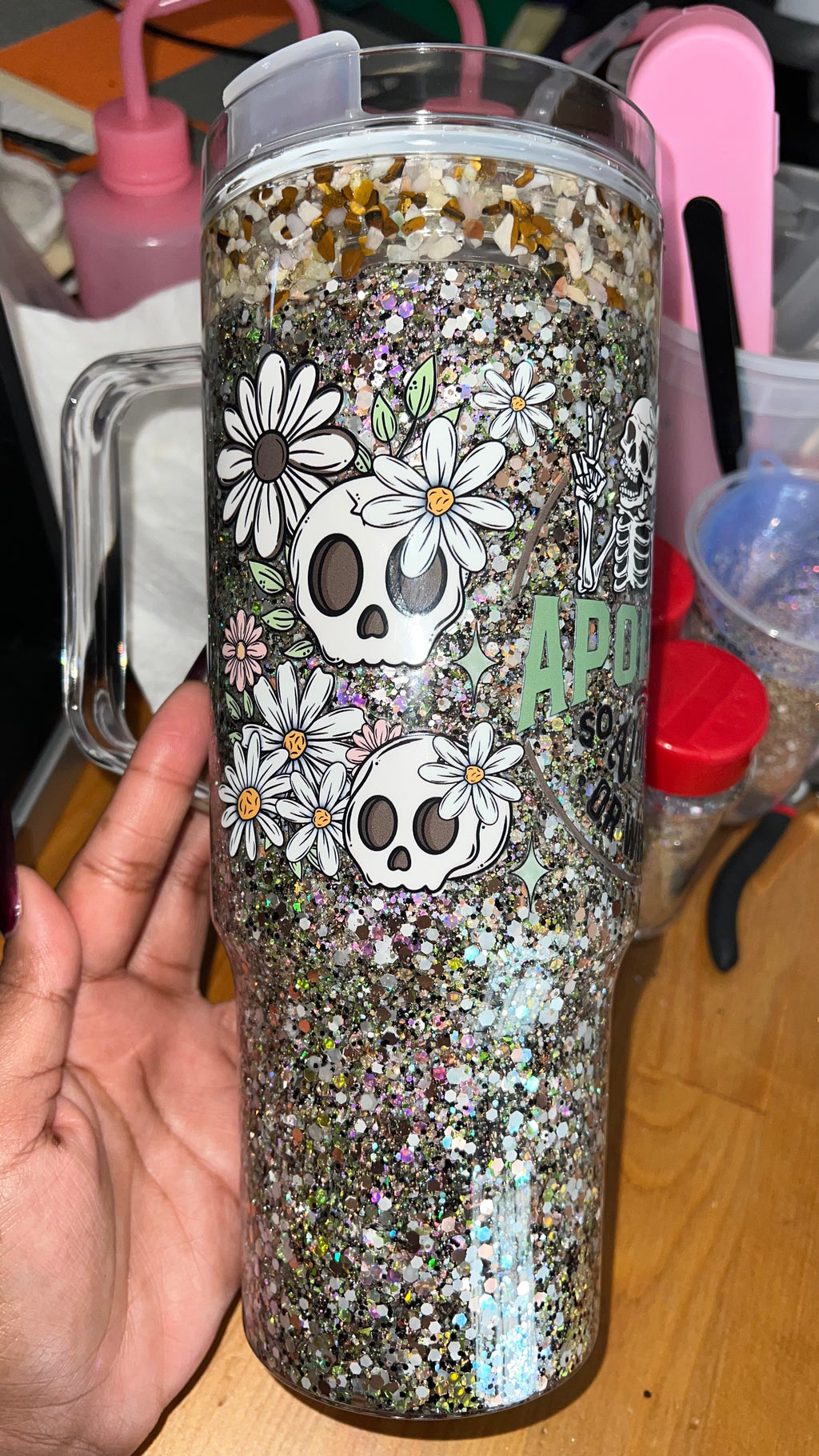 Pre-Made 40oz Crystal Cup - I Suck at Apologies...