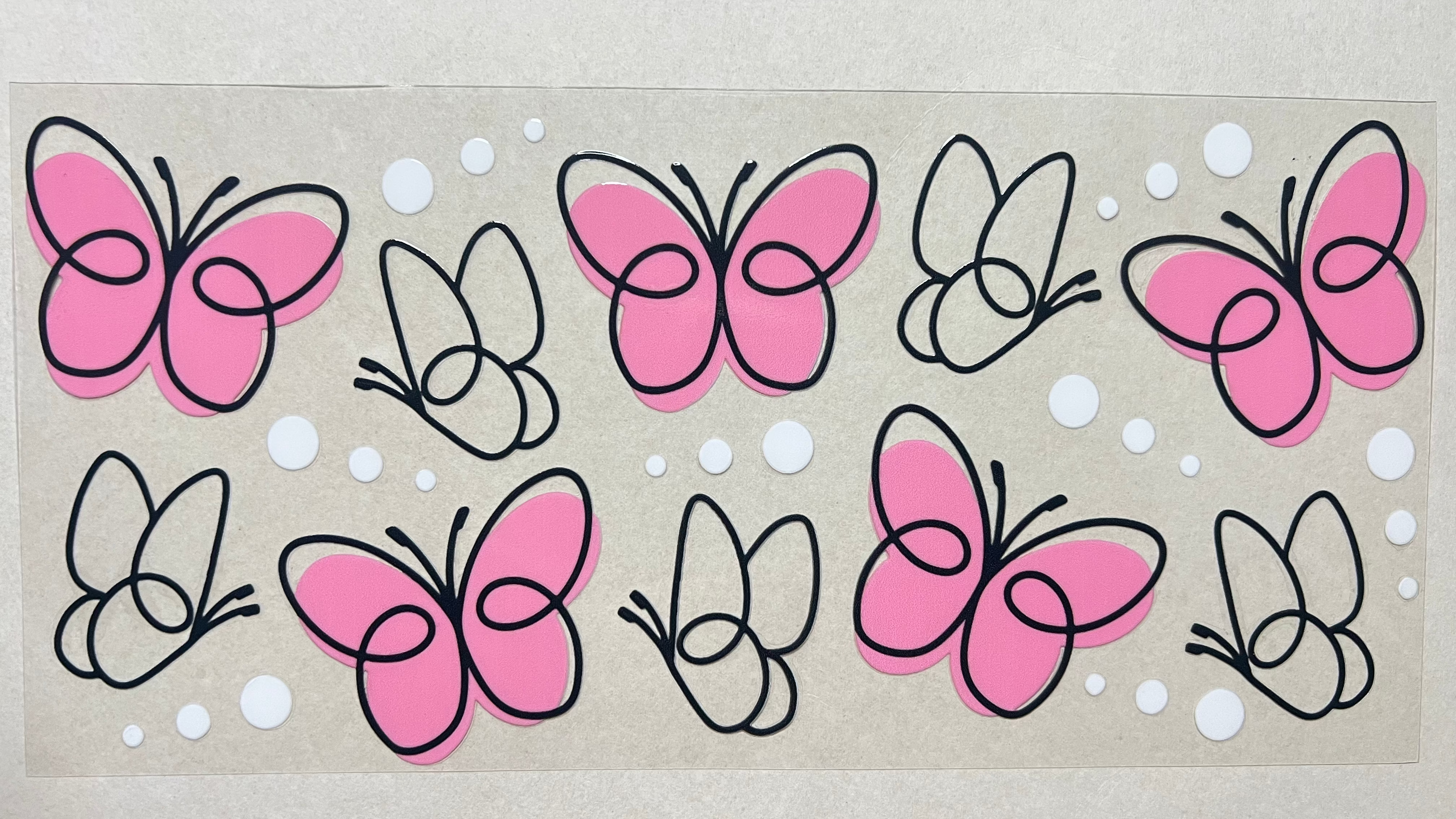 Butterflies - Baby Pink Outline