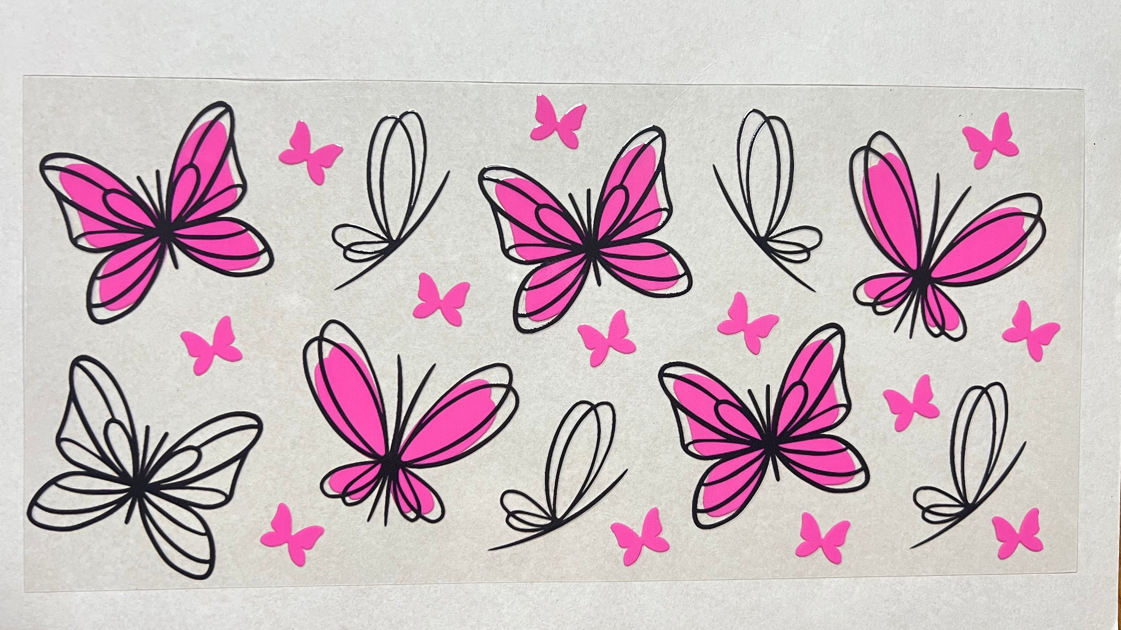 Butterflies - Pink outline print