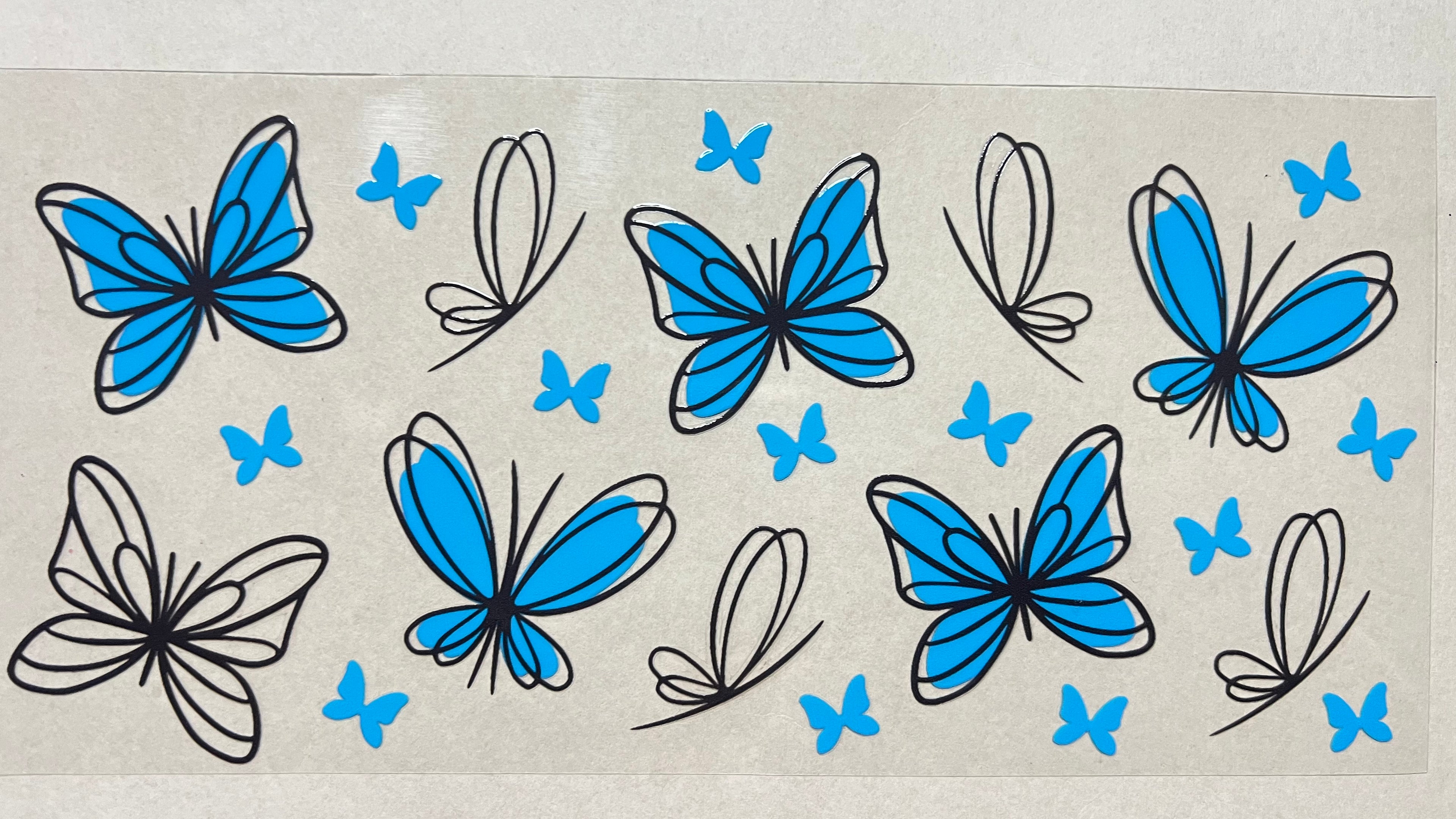Butterflies - Blue outline print