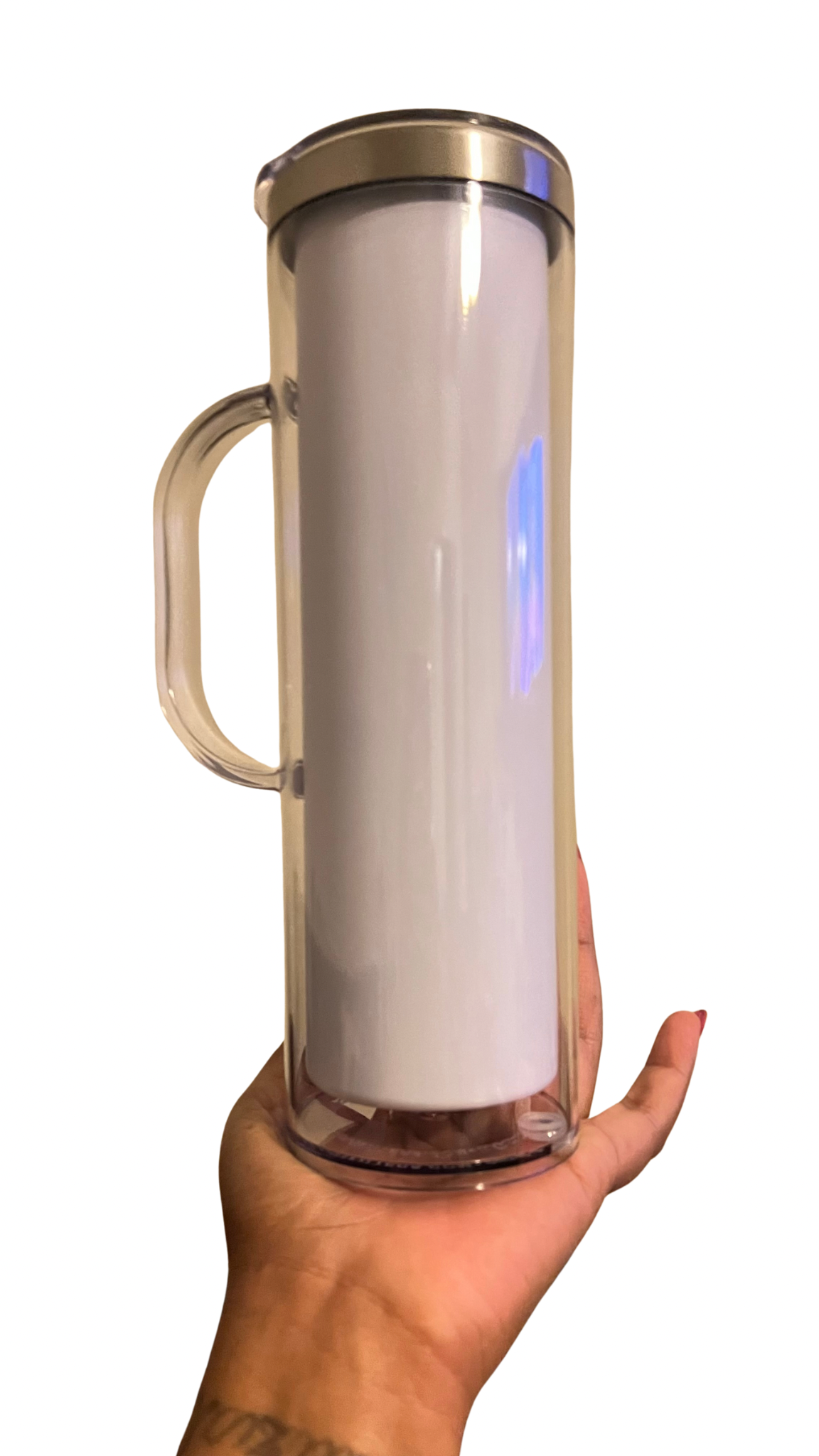 20oz Skinny Stainless Steel Globe Tumbler W/ Handle